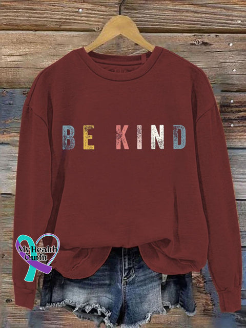 Be Kind Art Pattern Print Casual Sweatshirt Red / S