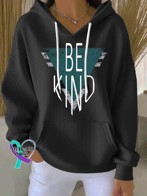 Be Kind Art Print Casual Hoodie Sweatshirt Black / S