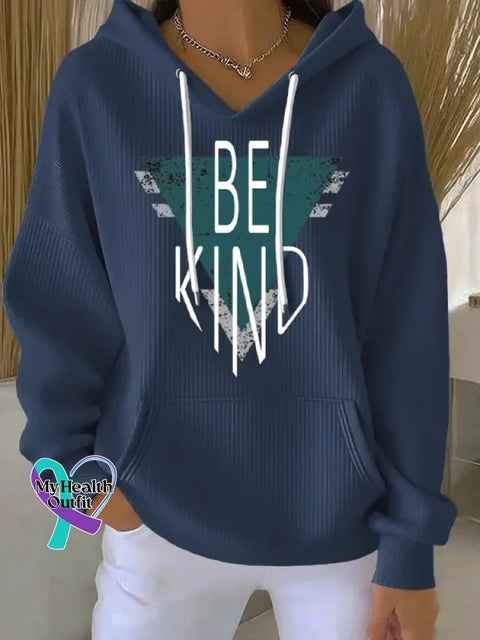 Be Kind Art Print Casual Hoodie Sweatshirt Blue / S