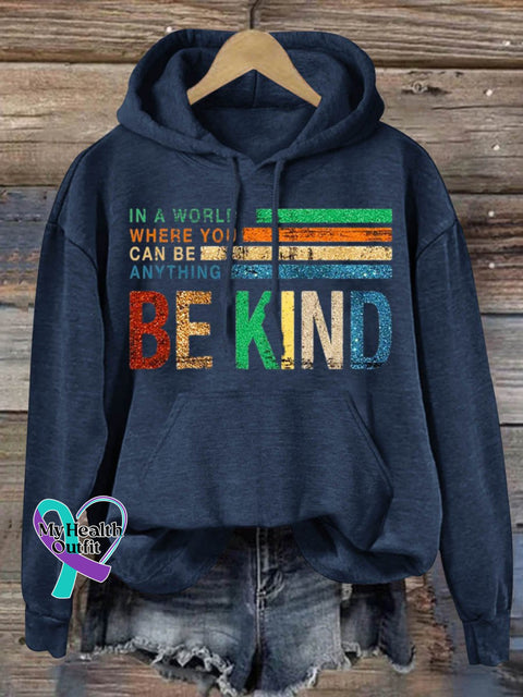 Be Kind Art Print Casual Hoodie Sweatshirt Blue / S