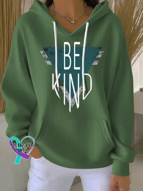 Be Kind Art Print Casual Hoodie Sweatshirt Green / S