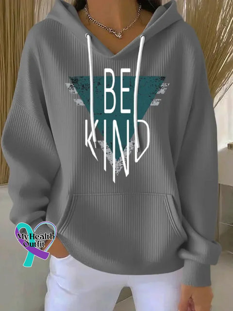 Be Kind Art Print Casual Hoodie Sweatshirt Grey / S