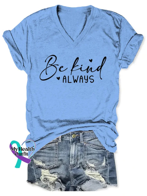 Be Kind Art Print Casual Hoodie Sweatshirt LightBlue / S