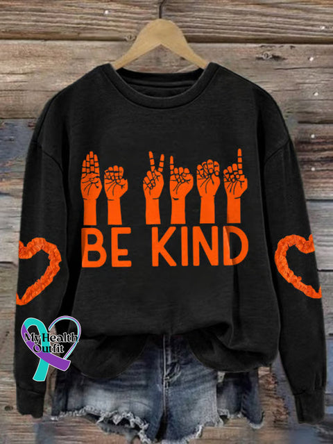 Be Kind Art Print Casual Sweatshirt Black / S