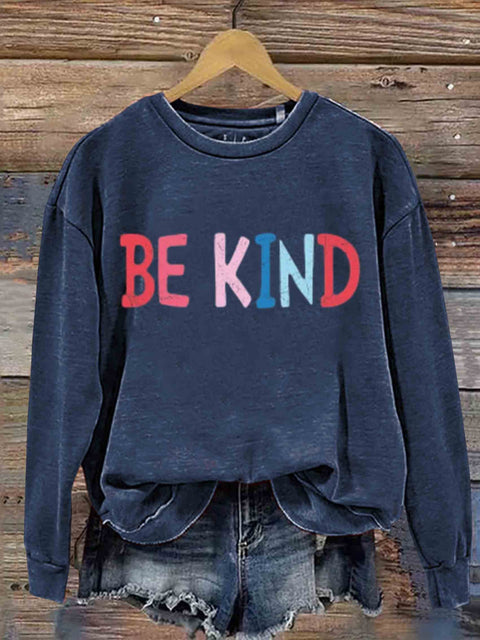 Be Kind Art Print Casual Sweatshirt Blue / S