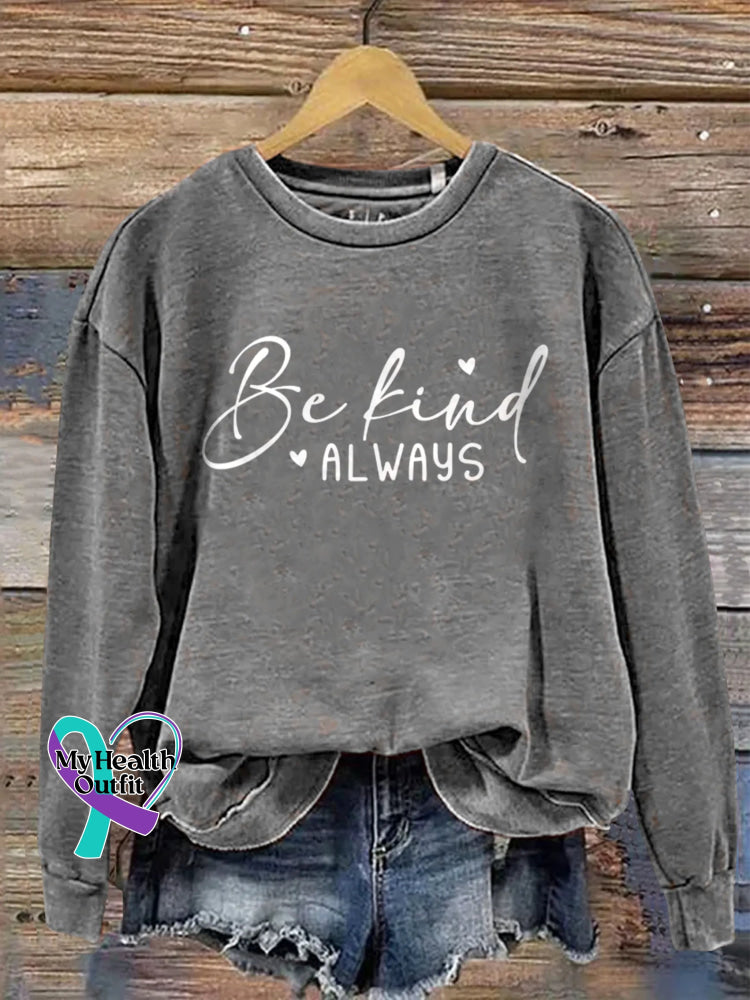 Be Kind Art Print Casual Sweatshirt Grey / S