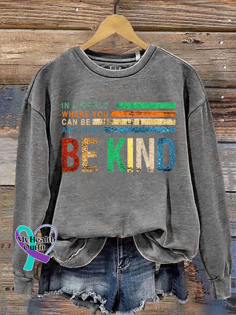 Be Kind Art Print Casual Sweatshirt Grey / S