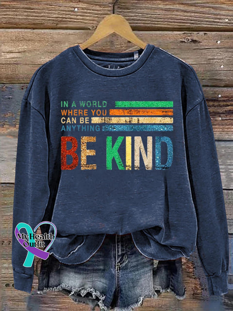 Be Kind Art Print Casual Sweatshirt Navyblue / S