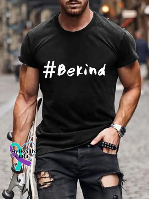 Be Kind Art Print Casual T-Shirt Black / S