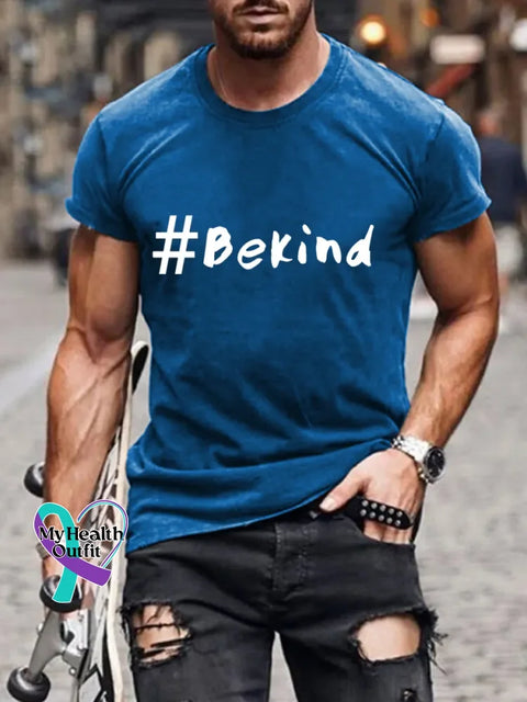 Be Kind Art Print Casual T-Shirt Blue / S
