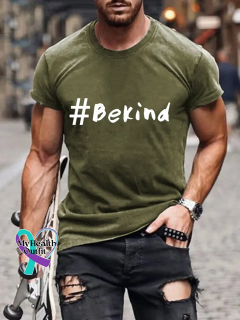 Be Kind Art Print Casual T-Shirt Green / S