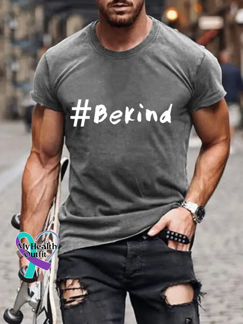 Be Kind Art Print Casual T-Shirt Grey / S
