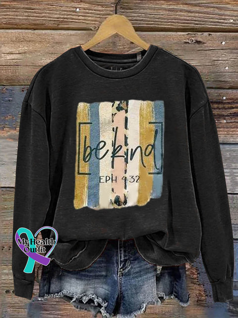 Be Kind Art Print Pattern Casual Sweatshirt Black / S