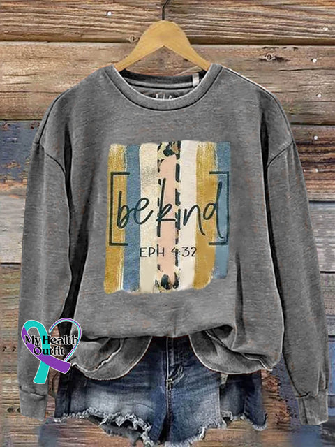 Be Kind Art Print Pattern Casual Sweatshirt Grey / S