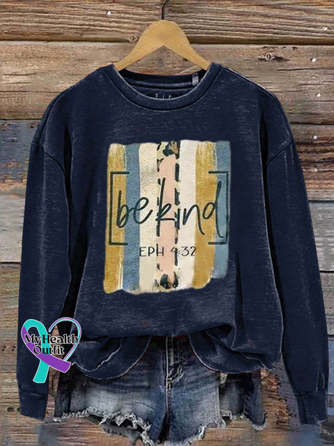 Be Kind Art Print Pattern Casual Sweatshirt Navy / S