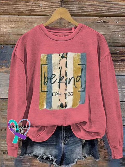 Be Kind Art Print Pattern Casual Sweatshirt Pink / S