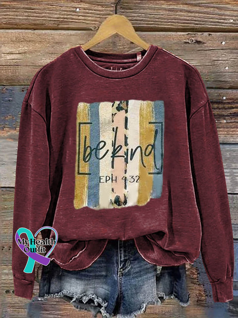 Be Kind Art Print Pattern Casual Sweatshirt Red / S