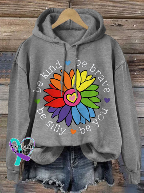 Be Kind Brave Silly You Print Casual Hoodie Sweatshirt Grey / S