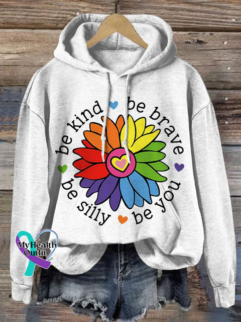 Be Kind Brave Silly You Print Casual Hoodie Sweatshirt White / S