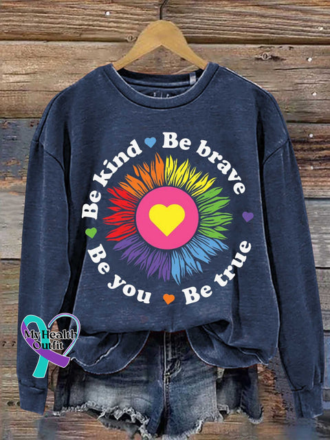 Be Kind Brave True You Casual Sweatshirt Blue / S