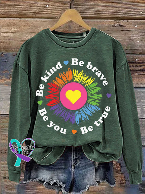 Be Kind Brave True You Casual Sweatshirt Green / S