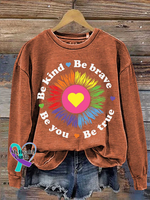 Be Kind Brave True You Casual Sweatshirt Orange / S