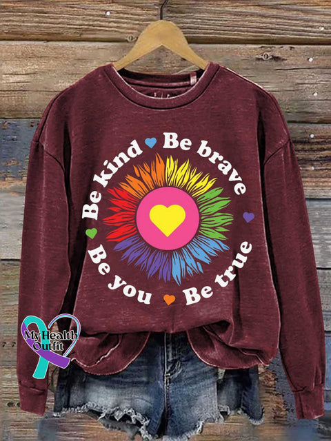 Be Kind Brave True You Casual Sweatshirt Red / S