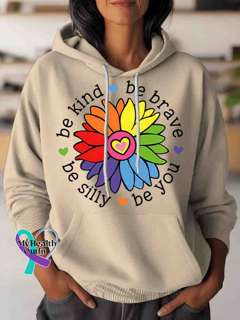 Be Kind Be Brave Be You Be Silly Art Casual Sweatshirt Apricot / S