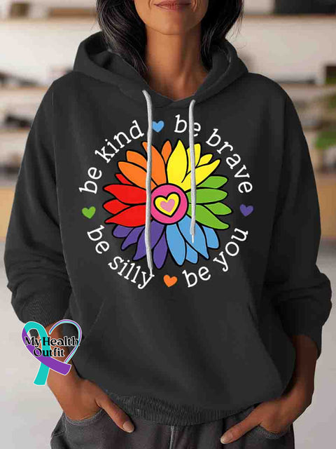 Be Kind Be Brave Be You Be Silly Art Casual Sweatshirt Black / S