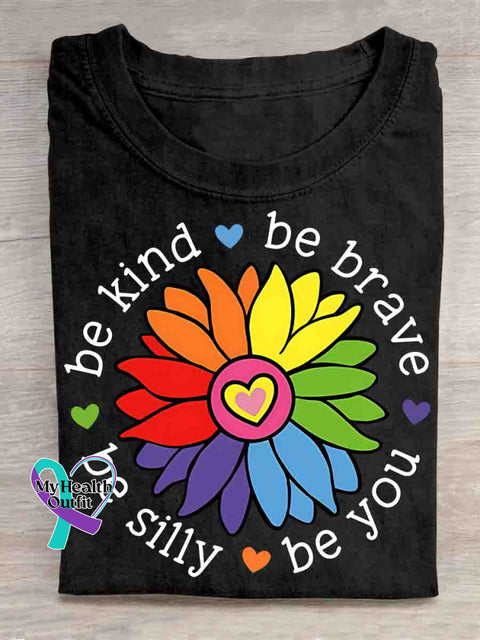 Be Kind Be Brave Be You Be Silly Art T shirt Black / S