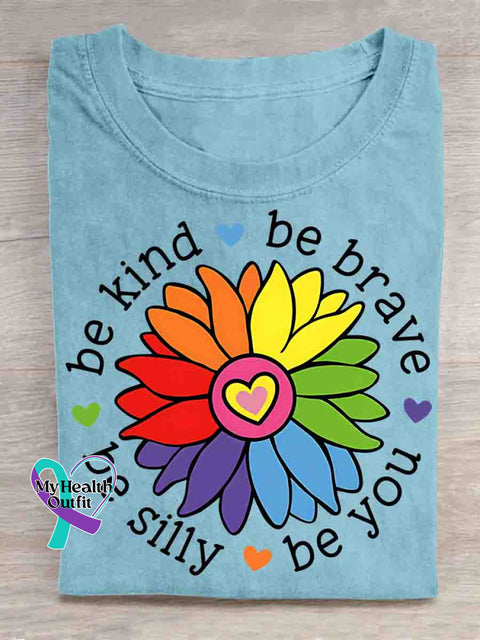 Be Kind Be Brave Be You Be Silly Art T shirt Blue / S