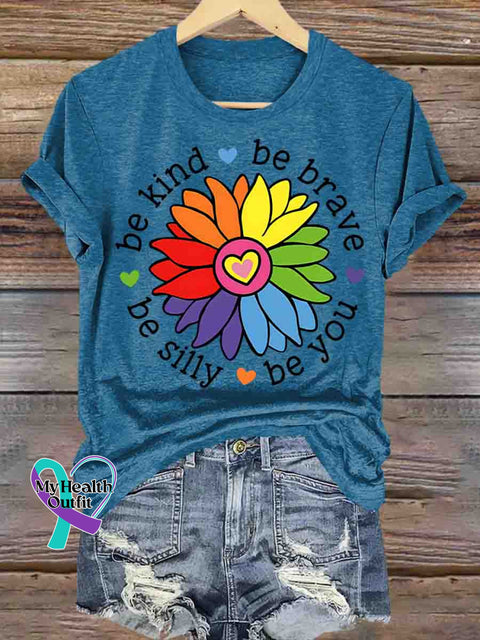 Be Kind Be Brave Be You Be Silly Art T shirt Blue / S
