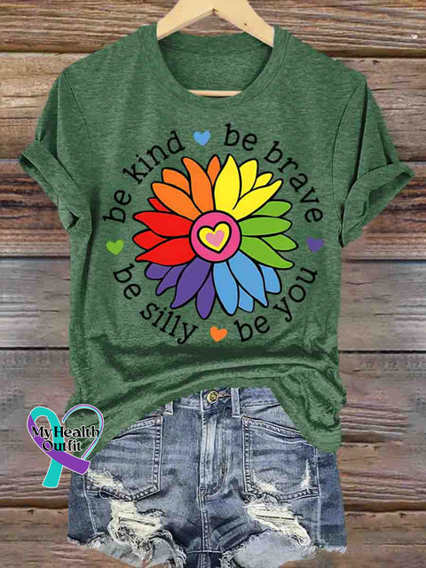 Be Kind Be Brave Be You Be Silly Art T shirt Green / S