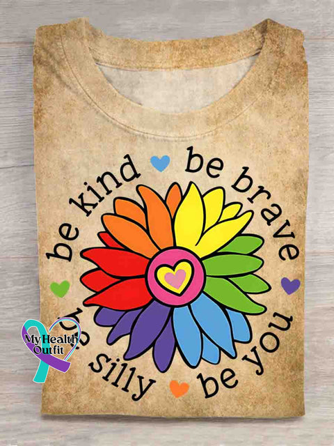 Be Kind Be Brave Be You Be Silly Art T shirt Khaki / S