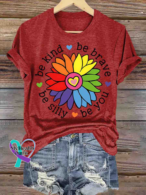 Be Kind Be Brave Be You Be Silly Art T shirt Red / S