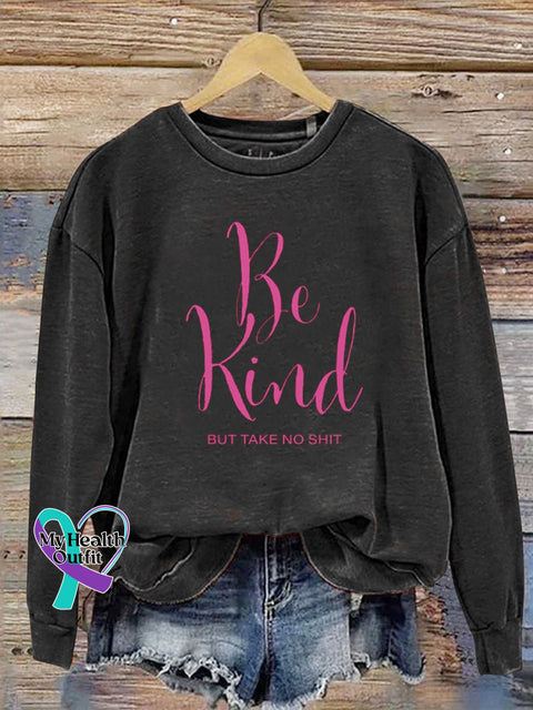 Be Kind Breast Cancer Awareness Casual Sweatshirt Black / S