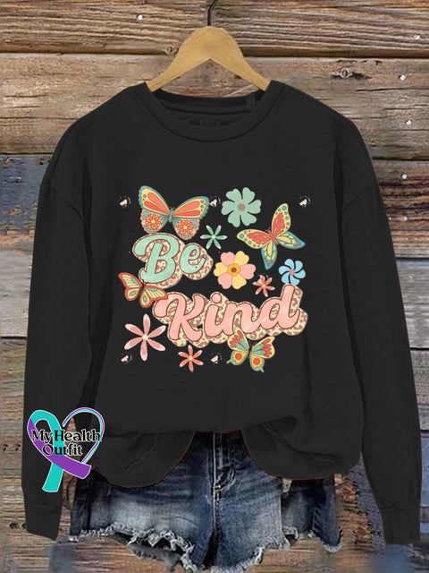 Be Kind Butterfly Print Casual Sweatshirt