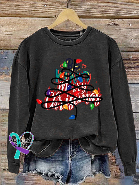 Be Kind Christmas Print Casual Sweatshirt Black / S