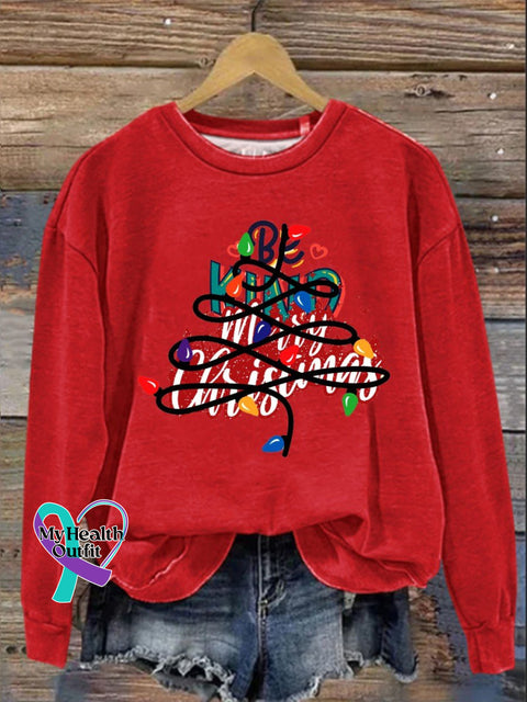 Be Kind Christmas Print Casual Sweatshirt Red / S