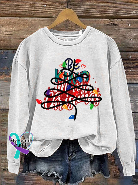 Be Kind Christmas Print Casual Sweatshirt White / S