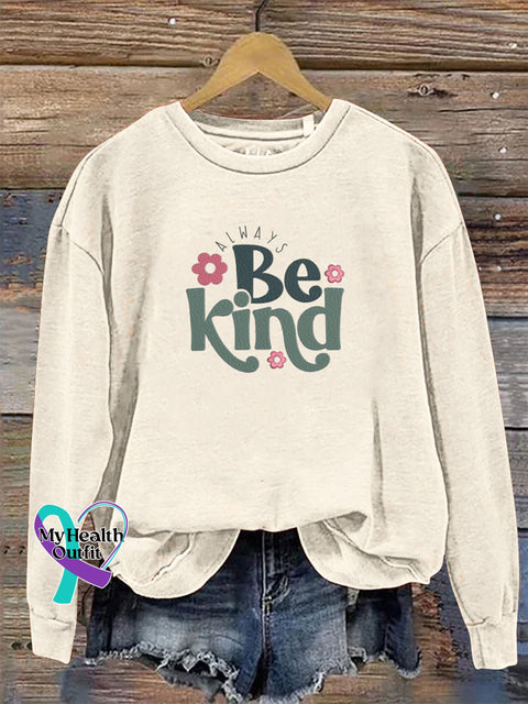 Be Kind Crew Neck Long Sleeve Casual Sweatshirt Beige / S