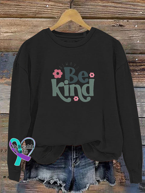 Be Kind Crew Neck Long Sleeve Casual Sweatshirt Black / S