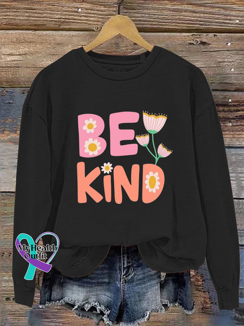 Be Kind Crew neck long sleeve casual sweatshirt Black / S