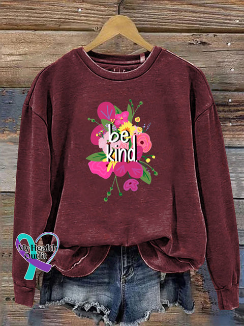 Be Kind Crew Neck Long Sleeve Casual Sweatshirt Claret / S