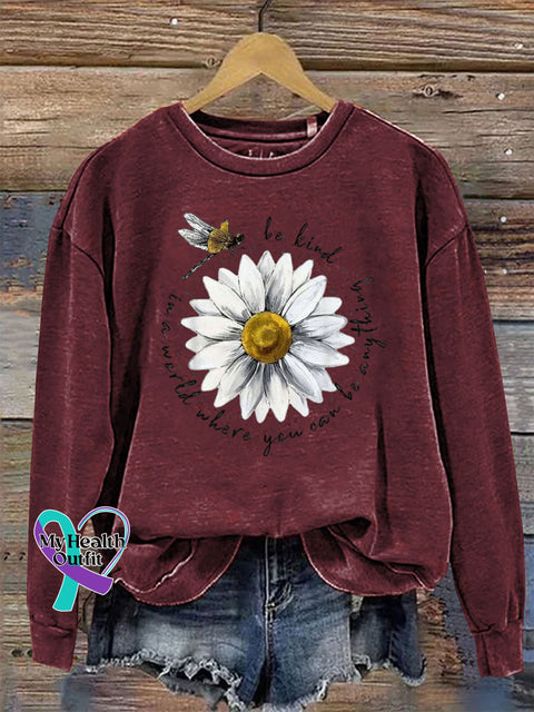 Be Kind Crew Neck Long Sleeve Casual Sweatshirt Claret / S