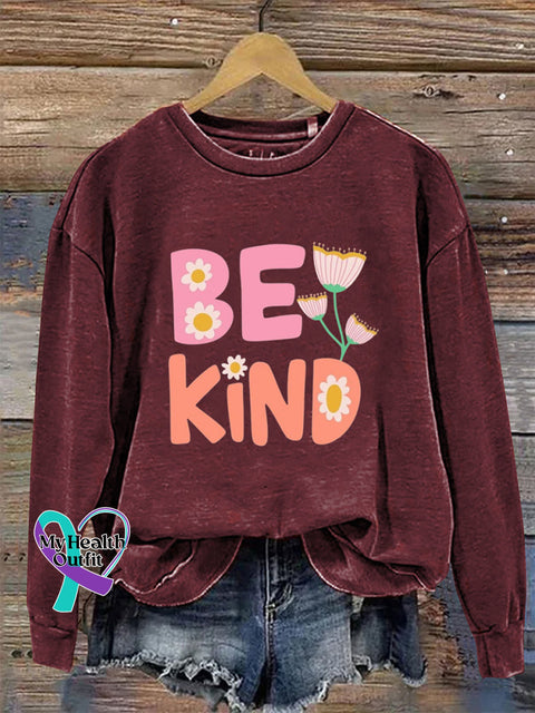 Be Kind Crew neck long sleeve casual sweatshirt Claret / S