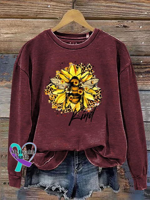 Be Kind Crew Neck Long Sleeve Casual Sweatshirt Claret / S