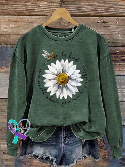 Be Kind Crew Neck Long Sleeve Casual Sweatshirt Green / S