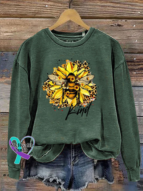 Be Kind Crew Neck Long Sleeve Casual Sweatshirt Green / S