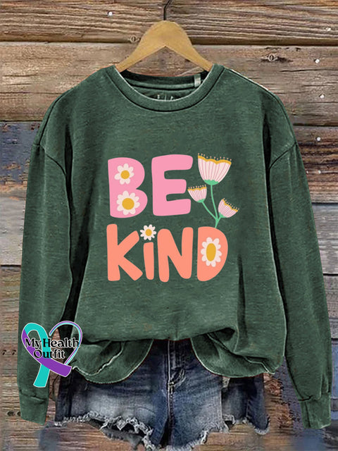 Be Kind Crew neck long sleeve casual sweatshirt Green / S